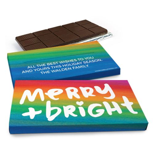 Deluxe Personalized Merry & Bright Christmas Chocolate Bar in Gift Box (3oz Bar)