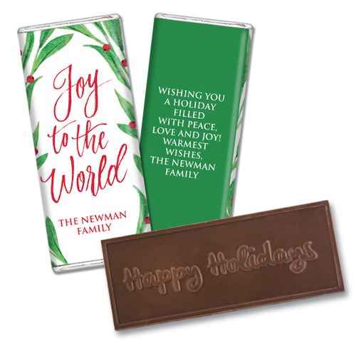Personalized Bonnie Marcus Joyous Spirit Christmas Embossed Chocolate Bar & Wrapper