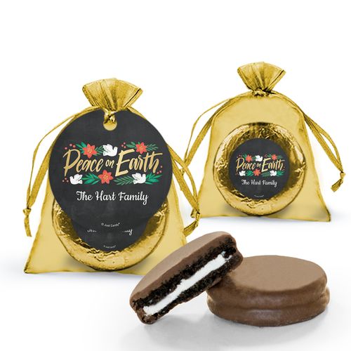 Christmas Peace on Earth Chocolate Covered Oreo Cookie in Organza Bags with Gift tag
