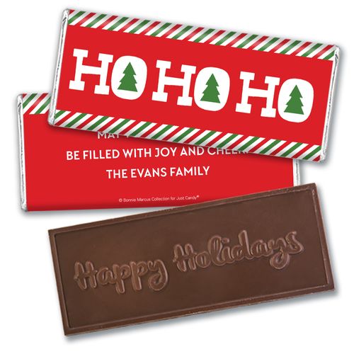 Personalized Bonnie Marcus Embossed Chocolate Bar - Christmas Ho Ho Ho's