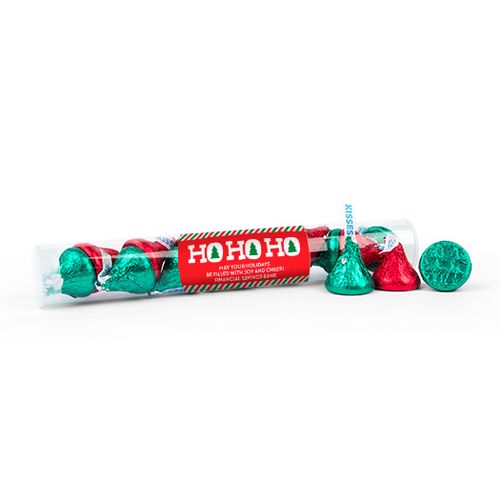 Personalized Christmas Ho Ho Holidays Gumball Tube with Hershey's Kisses