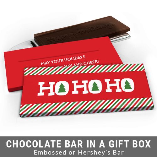 Deluxe Personalized Ho Ho Ho's Christmas Chocolate Bar in Gift Box
