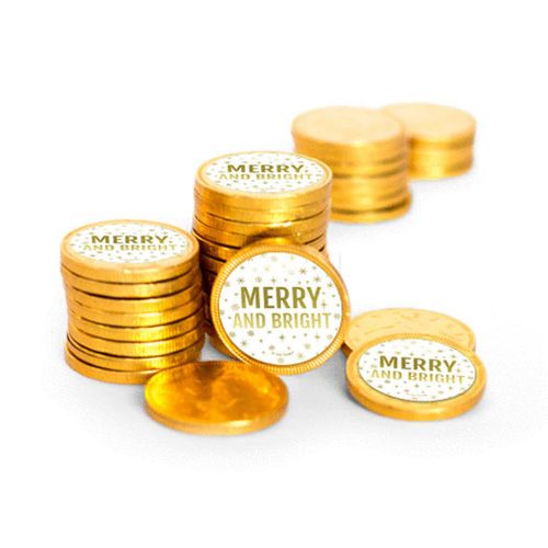 Personalized Chocolate Coins - Christmas Merry & Bright (84 Pack)