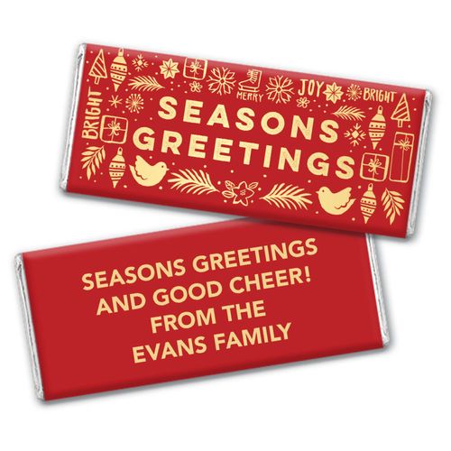 Personalized Bonnie Marcus Chocolate Bar & Wrapper - Christmas Season's Greetings