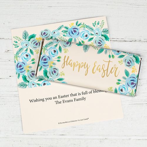Bonnie Marcus Collection Easter Blue Flowers Chocolate Bar Wrappers
