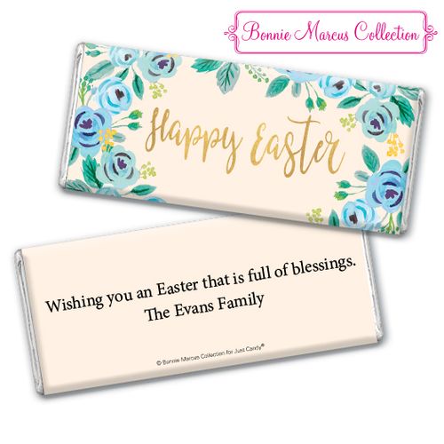 Bonnie Marcus Collection Easter Blue Flowers Chocolate Bar & Wrapper