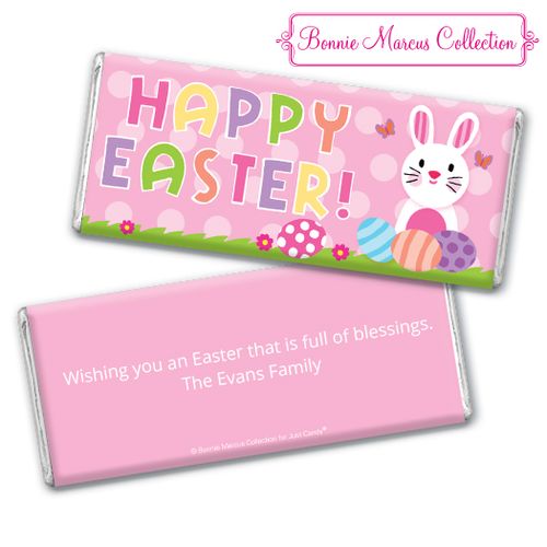 Bonnie Marcus Collection Easter Pink Dots Chocolate Bar & Wrapper