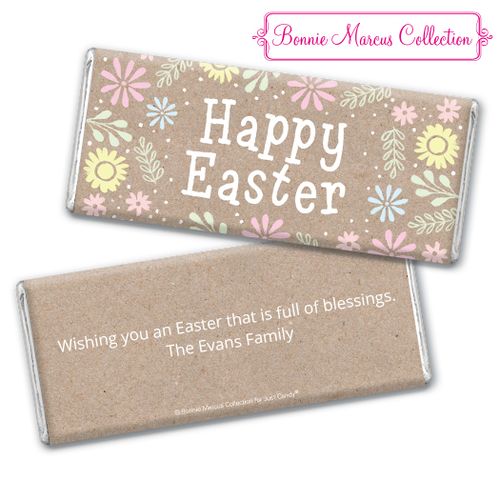 Bonnie Marcus Collection Easter Pastel Flowers Chocolate Bar & Wrapper
