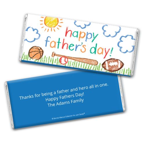 Personalized Bonnie Marcus Collection Father's Day Sports Chocolate Bar Wrappers Only