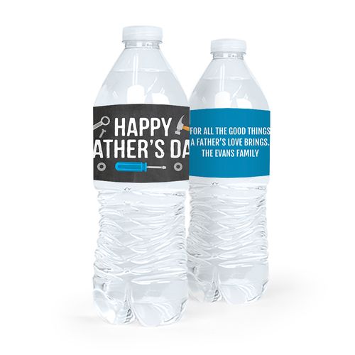 Personalized Father's Day Tools Water Bottle Labels (5 Labels)