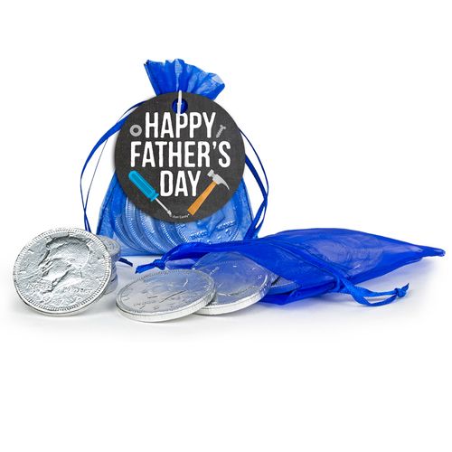 Bonnie Marcus Father's Day Tools Milk Chocolate Coins in Organza Bags with Gift Tag