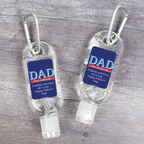 Personalized Father's Day DAD Hand Sanitizer with Carabiner - 1 fl. Oz.