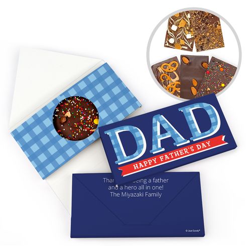 Personalized Plaid Bonnie Marcus Father's Day Gourmet Infused Belgian Chocolate Bars (3.5oz)