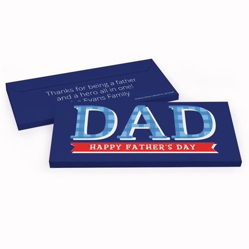 Deluxe Personalized Father's Day Plaid Chocolate Bar in Gift Box