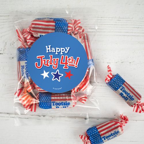 Patriotic Happy July 4th! Candy Bags with Tootsie Roll Stars & Stripes Midgees