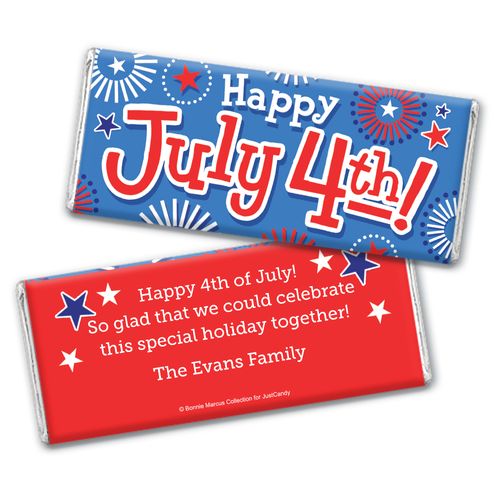 Personalized Bonnie Marcus Fireworks Independence Day Chocolate Bar & Wrapper