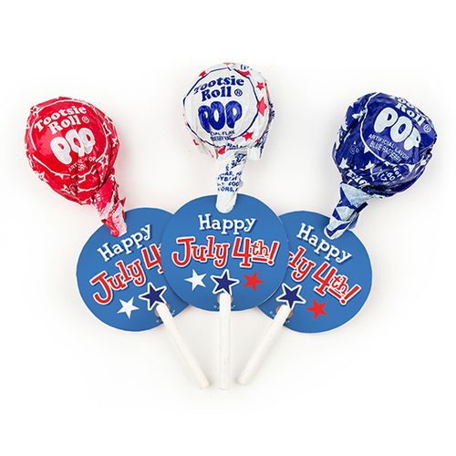 Bonnie Marcus 4th of July Tootsie Flag Pops with Gift Tag (100 pops)