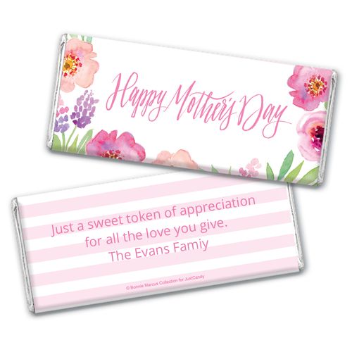 Floral Embrace Mother's Day Favors Personalized Hershey's Bar Assembled