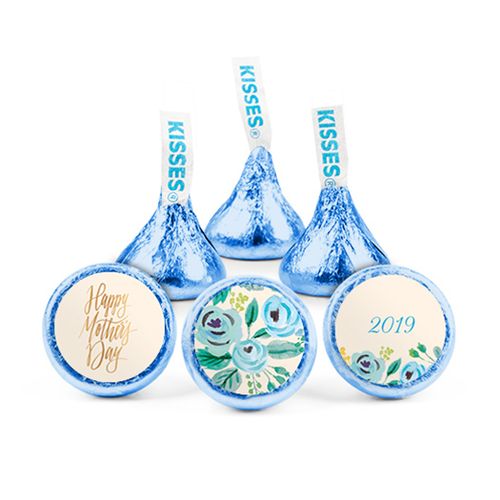 Personalized Bonnie Marcus Mother's Day Blue Flowers Hershey's Kisses
