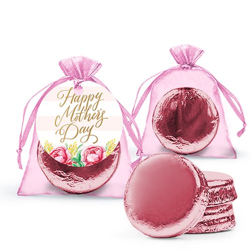 Personalized Mother's Day Pink Flowers Milk Chocolate Covered Oreo in Organza Bags with Gift Tag