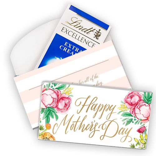 Deluxe Personalized Mother's Day - Flowers Lindt Chocolate Bars (3.5oz)