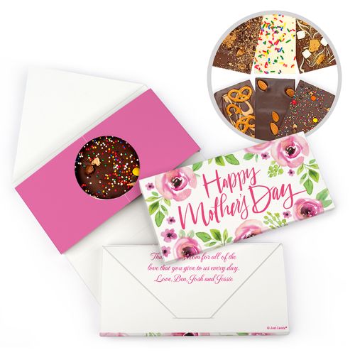 Personalized Pink Flowers Bonnie Marcus Mother's Day Gourmet Infused Belgian Chocolate Bars (3.5oz)