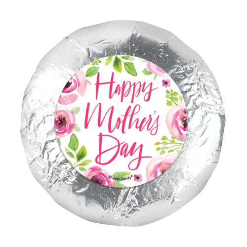 Personalized 1.25in Stickers - Bonnie Marcus Mother's Day Pink Floral (48 Stickers)