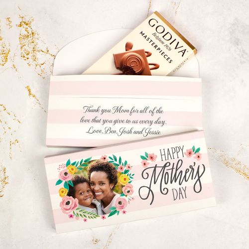 Personalized Floral Photos Mother's Day Godiva Chocolate Bar in Gift Box