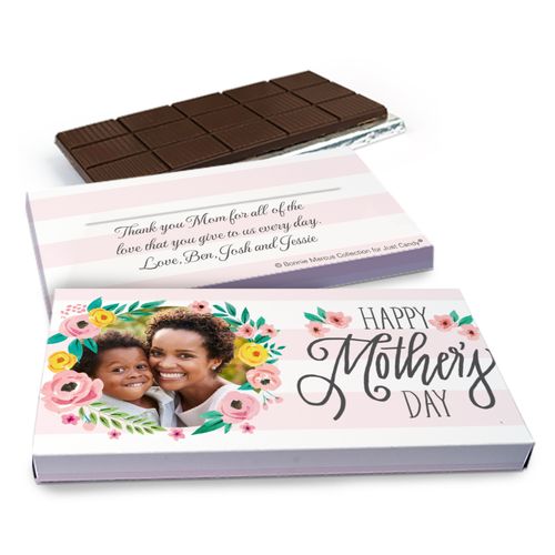 Deluxe Personalized Floral Photo Mother's Day Chocolate Bar in Gift Box (3oz Bar)