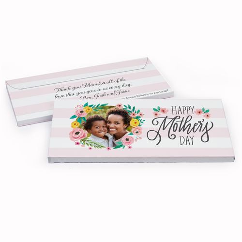 Deluxe Personalized Floral Photo Mother's Day Chocolate Bar in Gift Box