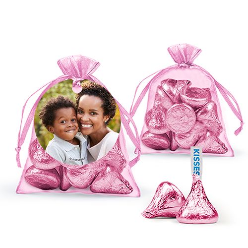 Personalized Mother's Day Photo Hershey's Kisses in Organza Bags with Gift Tag
