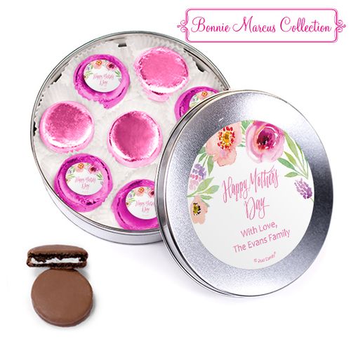 Bonnie Marcus Collection Personalized Mother's Day Blue Tin with 16 Chocolate Covered Oreo Cookies