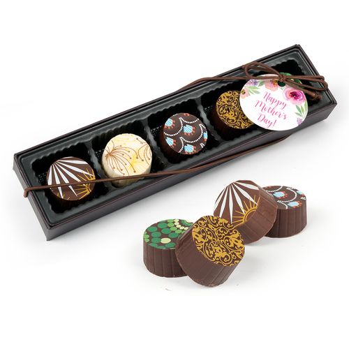 Personalized Bonnie Marcus Mother's Day Floral Embrace Gourmet Chocolate Truffle Gift Box (5 Truffles)