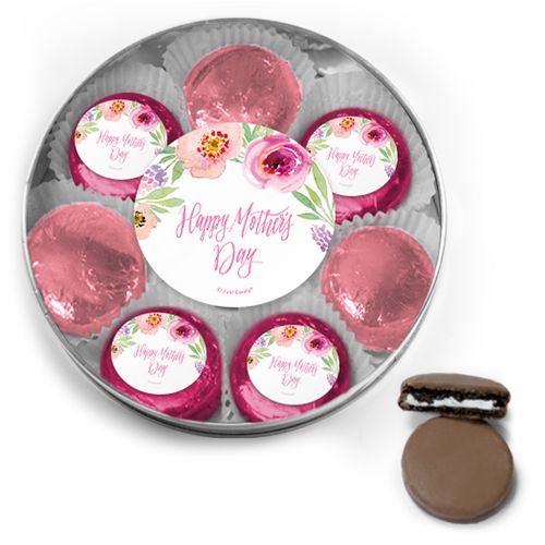 Bonnie Marcus Collection Mother's Day Chocolate Covered Oreo Cookies Large Silver Plastic Tin