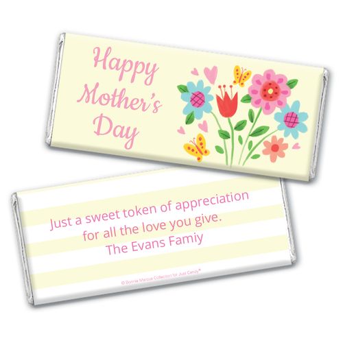 Personalized Bonnie Marcus Collection Mother's Day Spring Flowers Chocolate Bar Wrappers