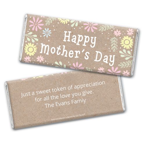 Personalized Bonnie Marcus Collection Mother's Day Pastel Flowers Chocolate Bar Wrappers