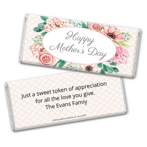 Personalized Bonnie Marcus Collection Painted Flowers Mother's Day Chocolate Bar Wrappers