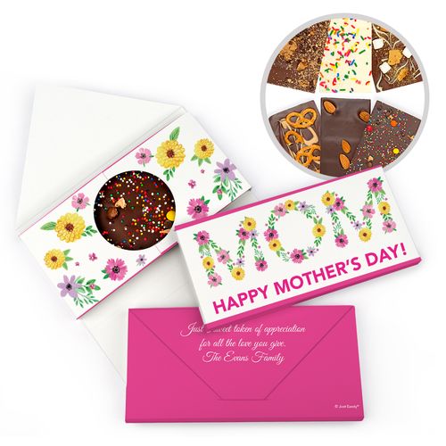 Personalized Floral Bonnie Marcus Mother's Day Gourmet Infused Belgian Chocolate Bars (3.5oz)