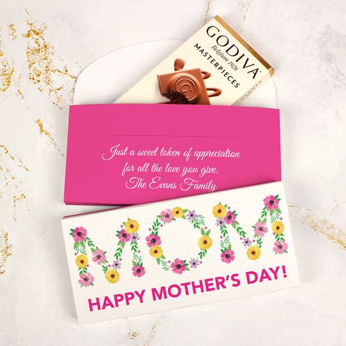 Personalized Floral Mom Mother's Day Godiva Chocolate Bar in Gift Box
