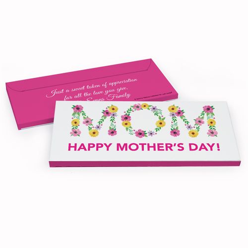 Deluxe Personalized Floral Mom Mother's Day Chocolate Bar in Gift Box