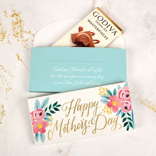 Personalized Floral Mother's Day Godiva Chocolate Bar in Gift Box
