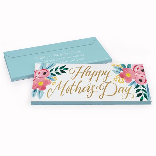 Deluxe Personalized Floral Mother's Day Chocolate Bar in Gift Box