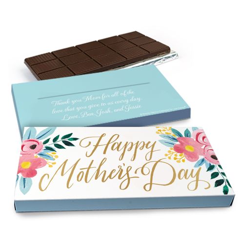 Deluxe Personalized Floral Mother's Day Chocolate Bar in Gift Box (3oz Bar)