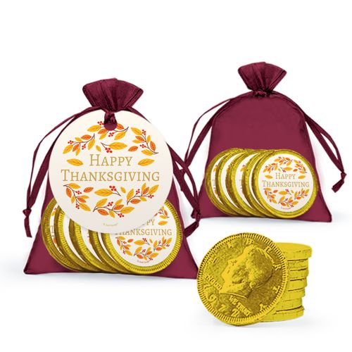 Bonnie Marcus Thanksgiving Giving Thanks Chocolate Coins in XS Organza Bags with Gift Tag