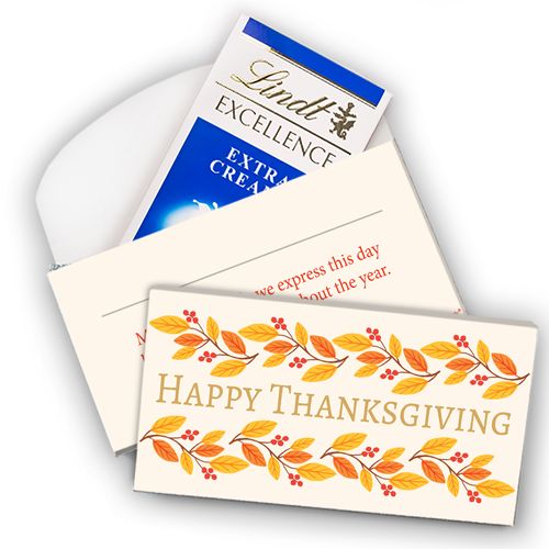 Deluxe Personalized Giving Thanks Thanksgiving Lindt Chocolate Bar in Gift Box (3.5oz)