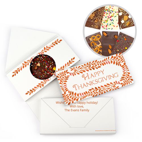 Personalized Bonnie Marcus Thanksgiving Leaves Gourmet Infused Belgian Chocolate Bars (3.5oz)