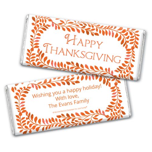 Personalized Bonnie Marcus Leaves Thanksgiving Chocolate Bar Wrappers Only