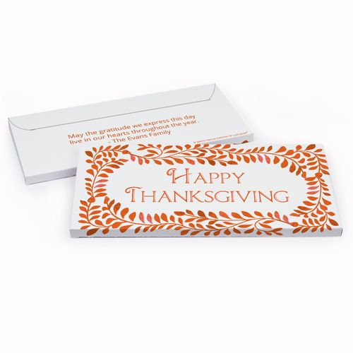 Deluxe Personalized Bonnie Marcus Fall Leaves Thanksgiving Chocolate Bar in Gift Box