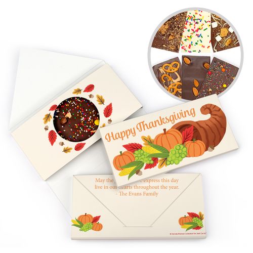 Personalized Bonnie Marcus Thanksgiving Cornucopia Gourmet Infused Belgian Chocolate Bars (3.5oz)