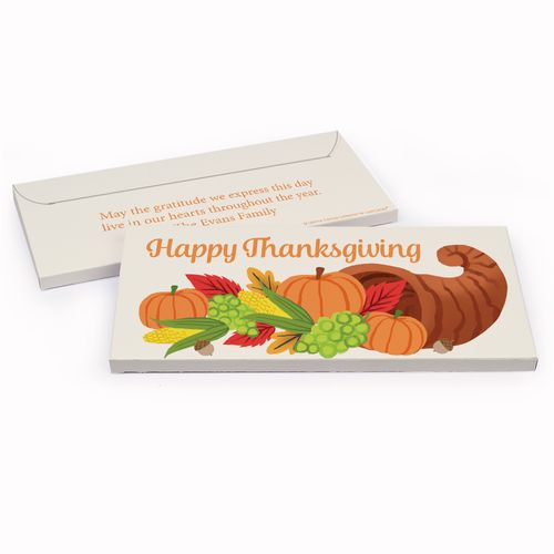 Deluxe Personalized Bonnie Marcus Cornucopia Thanksgiving Chocolate Bar in Gift Box